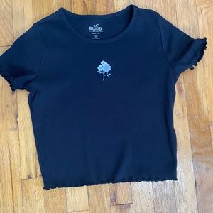 Hollister Black Ribbed Baby Tee